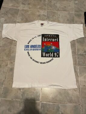 Vintage 1997 INTERNET WORLD TOUR T-Shirt Men’s XL FOTL 90s Computer Tech (CLEAN)